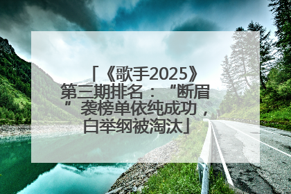 《歌手2025》第三期排名：“断眉”袭榜单依纯成功，白举纲被淘汰