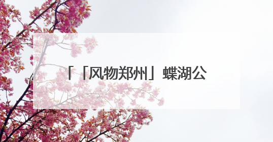 「风物郑州」蝶湖公园：一湖蝶变看今昔