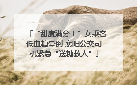 “甜度满分！”女乘客低血糖晕倒 襄阳公交司机紧急“送糖救人”