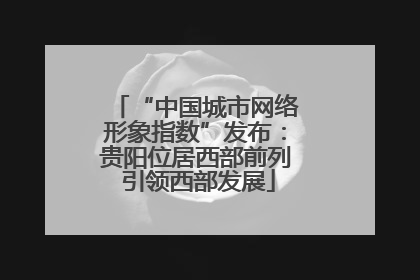 “中国城市网络形象指数”发布：贵阳位居西部前列 引领西部发展