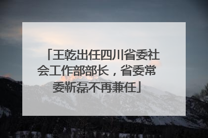 王乾出任四川省委社会工作部部长，省委常委靳磊不再兼任