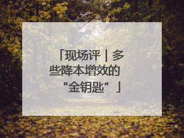 现场评｜多些降本增效的“金钥匙”