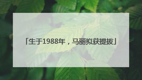 生于1988年，马丽拟获提拔