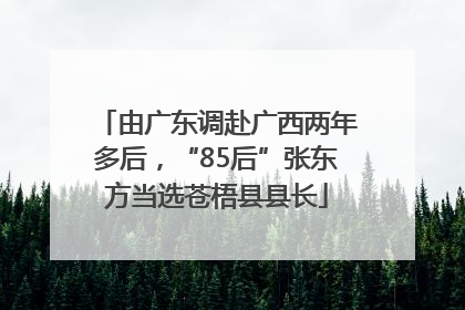 由广东调赴广西两年多后，“85后”张东方当选苍梧县县长