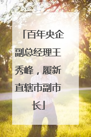 百年央企副总经理王秀峰，履新直辖市副市长