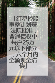 红星控股重整计划获法院批准：普通债权中每户25万元以下部分，六个月内全额现金清偿