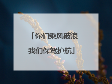 你们乘风破浪 我们保驾护航
