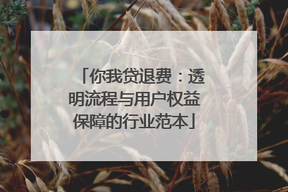 你我贷退费：透明流程与用户权益保障的行业范本