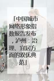 中国城市网络形象指数报告发布，泸州：治理、宜居方面的双优典范