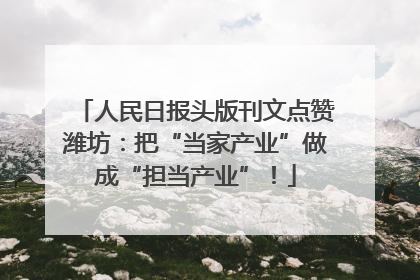 人民日报头版刊文点赞潍坊：把“当家产业”做成“担当产业”！