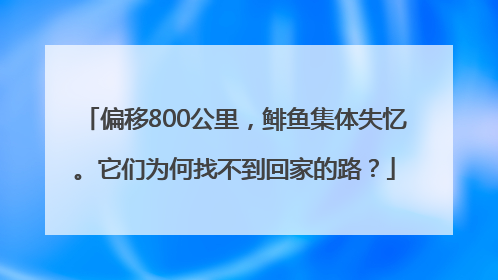 偏移800公里，鲱鱼集体失忆。它们为何找不到回家的路？