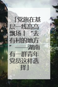 党旗在基层一线高高飘扬丨“去有村的地方”——湖南有一群青年党员这样选择