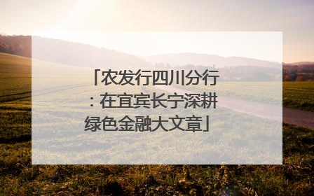 农发行四川分行：在宜宾长宁深耕绿色金融大文章