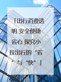 出行消费透明 安全便捷省心 探究小拉出行的“省”与“快”