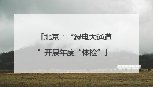 北京：“绿电大通道”开展年度“体检”