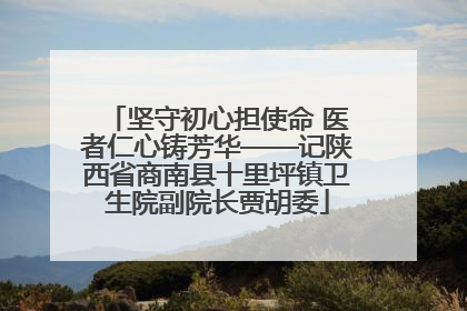 坚守初心担使命 医者仁心铸芳华——记陕西省商南县十里坪镇卫生院副院长贾胡委