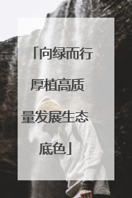 向绿而行 厚植高质量发展生态底色