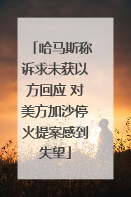 哈马斯称诉求未获以方回应 对美方加沙停火提案感到失望