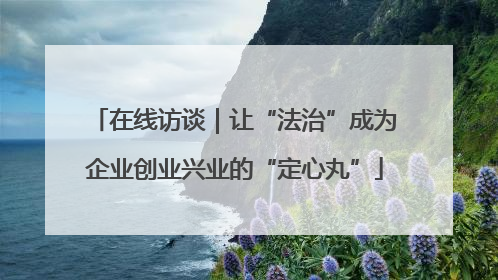 在线访谈｜让“法治”成为企业创业兴业的“定心丸”