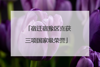 宿迁宿豫区喜获三项国家级荣誉