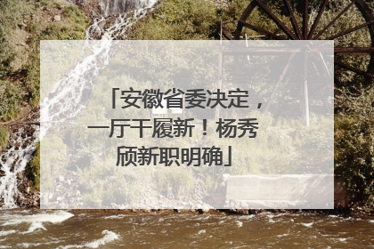 安徽省委决定，一厅干履新！杨秀颀新职明确
