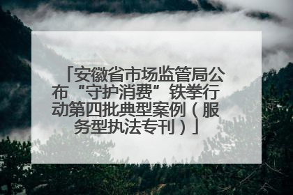 安徽省市场监管局公布“守护消费”铁拳行动第四批典型案例（服务型执法专刊）