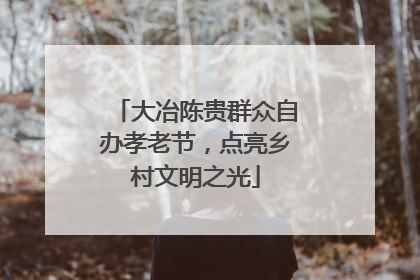 大冶陈贵群众自办孝老节，点亮乡村文明之光