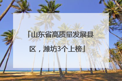 山东省高质量发展县区，潍坊3个上榜
