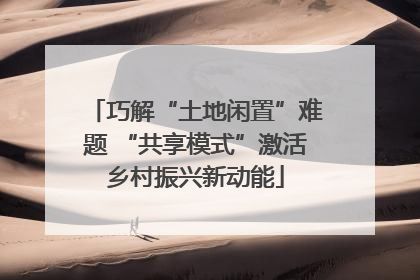 巧解“土地闲置”难题 “共享模式”激活乡村振兴新动能