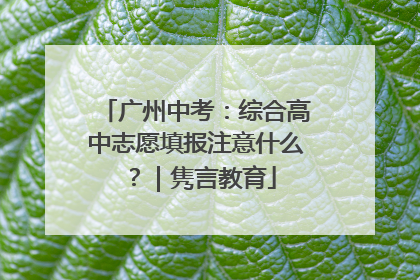 广州中考：综合高中志愿填报注意什么？｜隽言教育