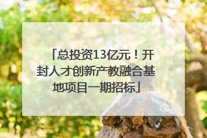 总投资13亿元！开封人才创新产教融合基地项目一期招标
