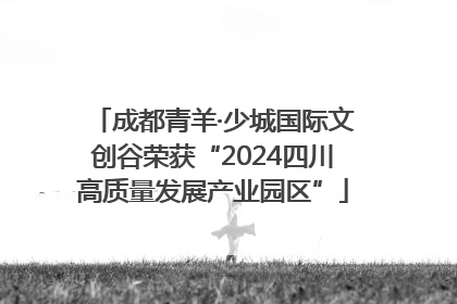 成都青羊·少城国际文创谷荣获“2024四川高质量发展产业园区”