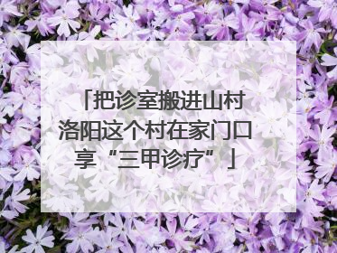 把诊室搬进山村 洛阳这个村在家门口享“三甲诊疗”