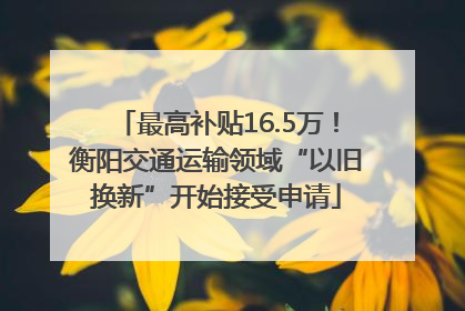 最高补贴16.5万！衡阳交通运输领域“以旧换新”开始接受申请