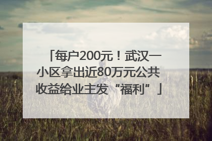 每户200元！武汉一小区拿出近80万元公共收益给业主发“福利”