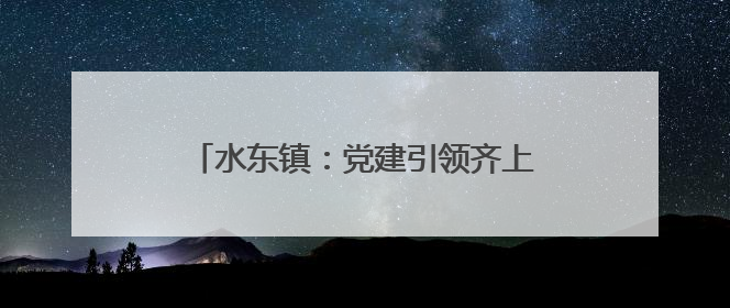 水东镇：党建引领齐上阵 凝心聚力焕新颜
