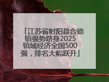 江苏省射阳县合德镇强势跻身2025镇域经济全国500强，排名大幅跃升