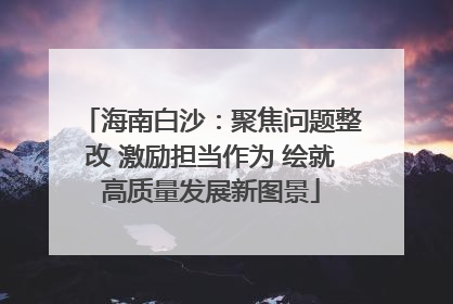 海南白沙：聚焦问题整改 激励担当作为 绘就高质量发展新图景