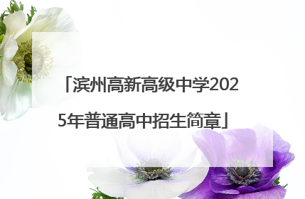 滨州高新高级中学2025年普通高中招生简章