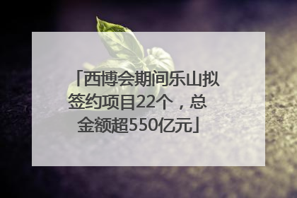 西博会期间乐山拟签约项目22个，总金额超550亿元