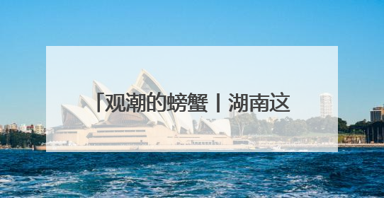 观潮的螃蟹丨湖南这个“主角”不简单