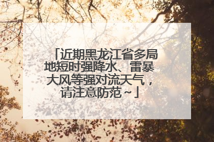 近期黑龙江省多局地短时强降水、雷暴大风等强对流天气，请注意防范～