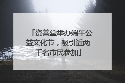 资善堂举办端午公益文化节，吸引近两千名市民参加