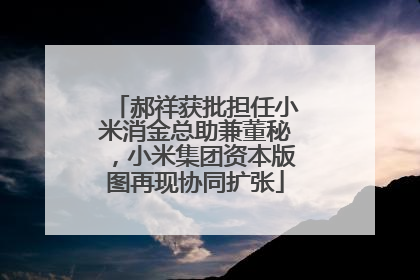 郝祥获批担任小米消金总助兼董秘，小米集团资本版图再现协同扩张