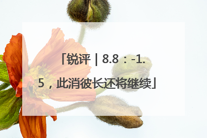 锐评｜8.8：-1.5，此消彼长还将继续
